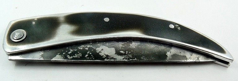 Couteau corse Padovani, à platines acier carbone et aluminium brossé noirci