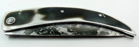 Couteau corse Padovani, à platines acier carbone et aluminium brossé noirci