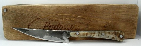 Couteau corse Padovani Stylet à la génoise carbone et corne de chèvre + coffret olivier